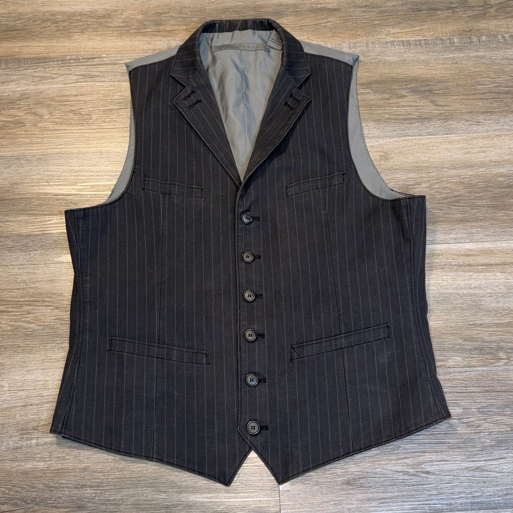 Sean John Gray Striped 3-Piece Business Suit Vest Classic Pinstripe Pattern